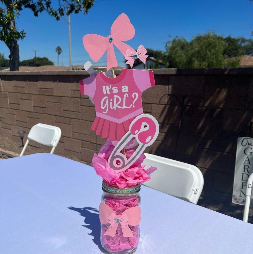 It's a GIRL Gender Reveal Custom made 3D Centerpieces